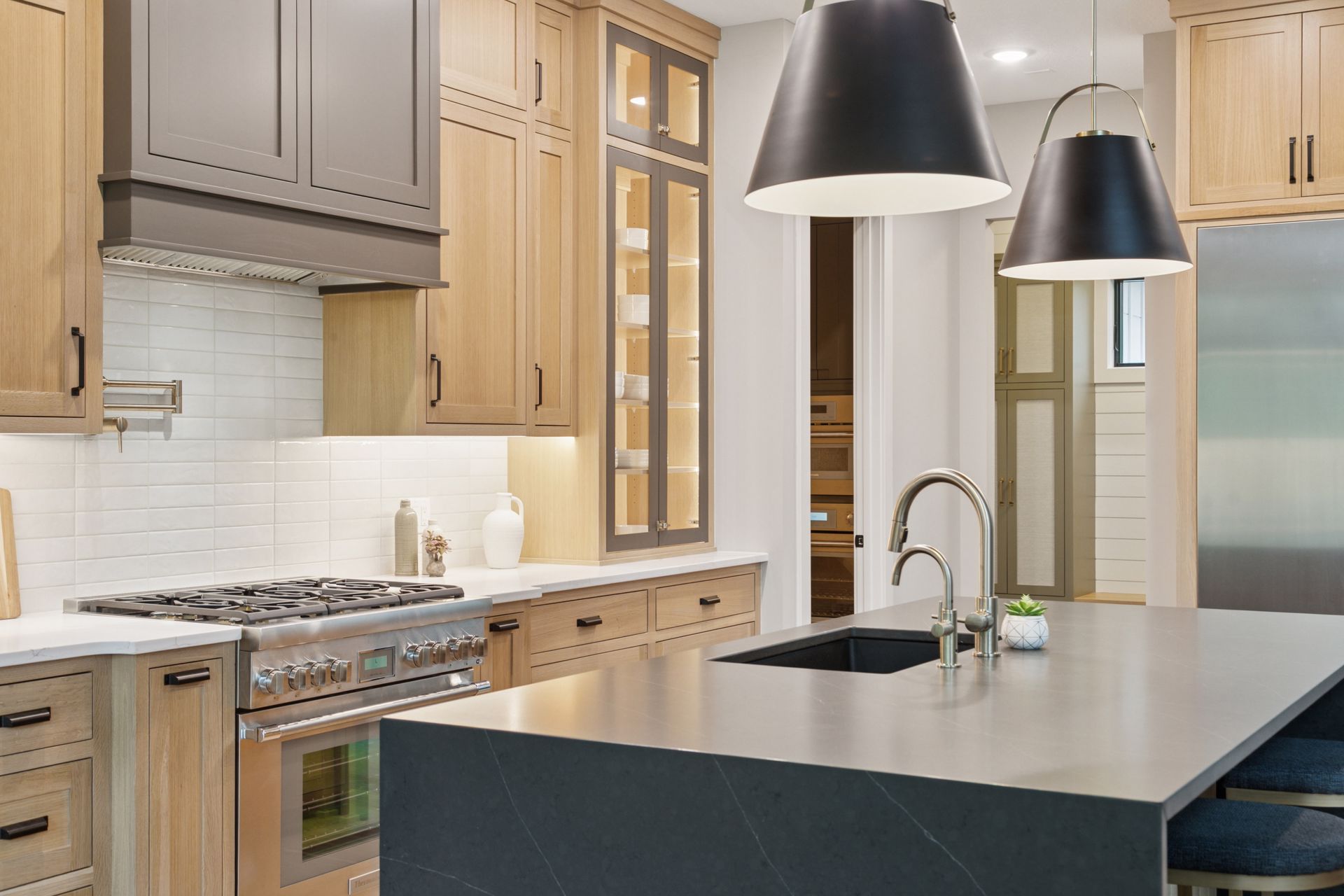 Custom cabinets with lighting